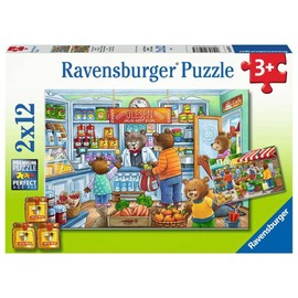 Ravensburger Children's Puzzle - 05076 Come We Go Shopping - Puzzle for Children from 3 Years with 2 x 12 Pieces