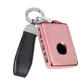 ontto TPU Car Key fob Cover case Fit for Volvo C30 S60 S90 XC40 XC60 XC90 V60 V90 T5 T6 T8 Polestar 1 Polestar 2 2018-2023 Remote Key Shell Key Holder Bag Keychain Keyring Accessories 4 Buttons Pink