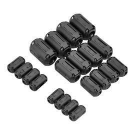 YFFSFDC Ferrite Core, Inner Diameter: 0.14 inch (3.5 mm), Φ0.2 inch (5 mm), Φ0.3 inch (7 mm), Φ0.3 inch (9 mm), Φ0.5 inch (13 mm), Noise Reduction, Power Wire, High Frequency Noise Filter, Patchin Core, Hinged, Black, Set of 20