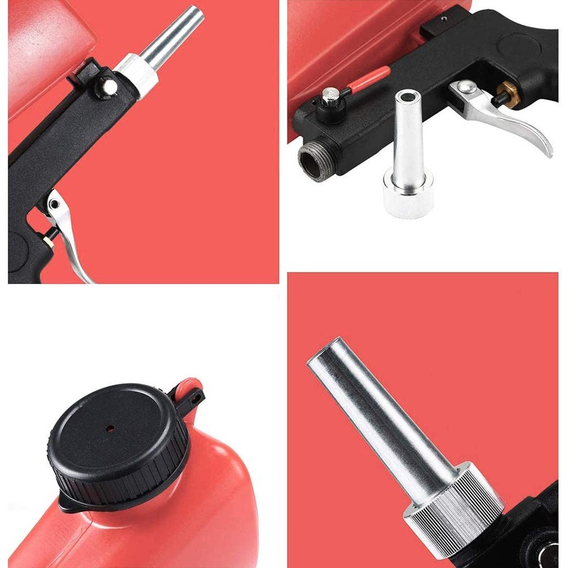 WINGONEER Air Sandblasting Gun Small Handheld Portable Sandblasting Gun Red