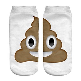 Women's Men's Girls Boys Socks Full Print Low Ankle Pug Dog Jogging Running Fitness Gym Sport Yoga Summer Funky Animal 3D Fashion Socks (UK 3-6, EMOJI POOP)