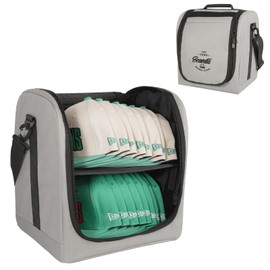 SCAVATA Large Hat Bag for Baseball Caps, Hat Organizer Bag for Traveling & Moving, Storing Snapback Cap, Portable Hat Carrier Holder Case for 12-16 Caps (Grey)