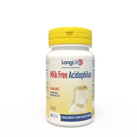 LongLife® Milk Free Acidophilus | A base di Lactobacillus acidophilus LA 3 | 5 miliardi UFC | Benessere dell'intestino | Fino a 2 mesi di trattamento | Vegano e senza glutine