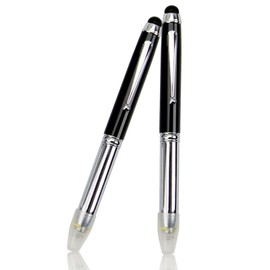 TopHomer 3 in 1 LED Ballpoint Pen with Light, Multifunctional Lighted Pen Stylus for Touchscreen Devices (Pack of 2, Black)