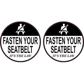 StickerTalk Fasten Your Seatbelt Vinyl Stickers, 1 Sheet of 2 Stickers, 3 inches by 3 inches Each