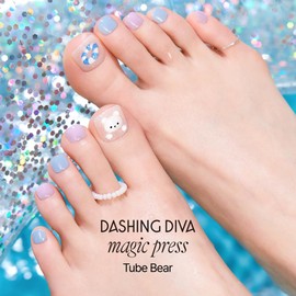 DASHING DIVA Magic Press Tube Bear 24 Tip Pedicure Nail Tip Magic Press Tube Bear 24 Tips Pedi