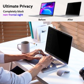 Peslv Magnetic Privacy Screen for Surface Laptop Go 3/2/1 12.4 Inch, Removable Anti Blue Light Glare Filter, Black Security Private Apy Block Protector