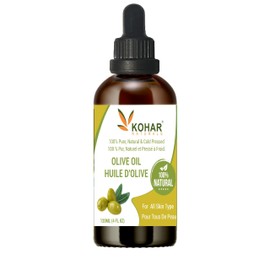 100% Pure Cold-Pressed Olive Oil for Body & Skin - Bottled in Canada - Moisturizing, Nourishing, & Hydrating - Natural Skincare for Soft & Smooth Skin, baby massage, 120 ml / 4 Fl Oz