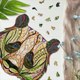 Wooden Jigsaw Puzzle XL 294 Piece (33x30cm) – Panda Wooden Jigsaw Puzzles for Adults Presented in Wooden Gift Box by The Puzzled Tree