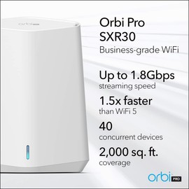 NETGEAR Orbi Pro WiFi 6 Mini Mesh Router (SXR30) for Business or Home | VLAN, QoS | Coverage up to 2,000 sq. ft., 40 Devices | AX1800 802.11 AX (up to 1.8Gbps)