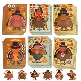 Thanksgiving Stickers, Turkey Stickers, 30 Sheet Make A Turkey Face Stickers,Thanksgiving Crafts, Make Your Own Turkey Stickers Gifts for Fall Thanksgiving Activities Games Party Favors Supplies