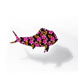 Real Sticky Mahi Fish Sticker Hawaii Flower Cup Laptop Cup Car Vehicle Window Bumper Decal