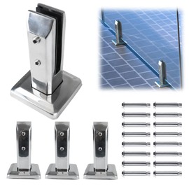 Muzata 4Pack Brushed Glass Railing Spigot Clamp Rectangle Stainless Steel Polish Bracket for Glass Thickness 5/16''-7/16''(8mm-12mm) Heavy Duty Pool Deck Fence Railing Post Garden Balcony GS10 SO4