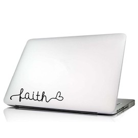 Faith Heart Laptop Decal Vinyl MacBook Skin Sticker Saying Lettering Religious Art Die-Cut (no Background Color)