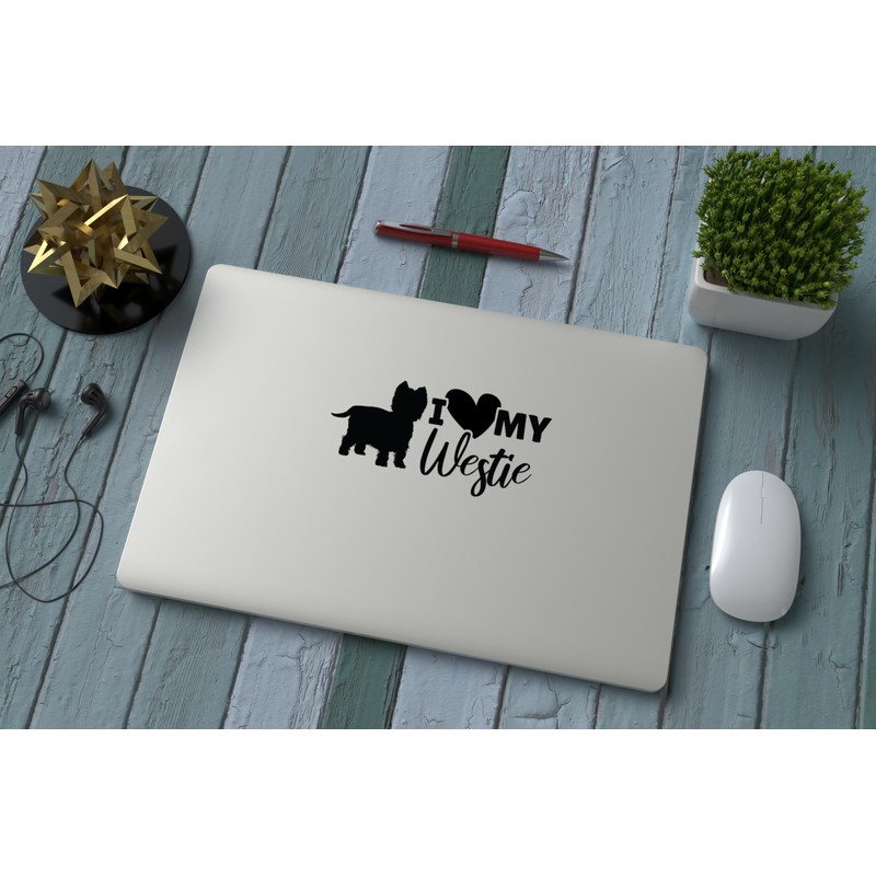 I Love My Westie Fun Waterproof Sticker - Decals for