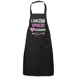 60 Second Makeover Limited I'm Not Spoiled My Husband Just Loves Me Apron Black Cooking Gift Wife Novelty Funny Friend Present
