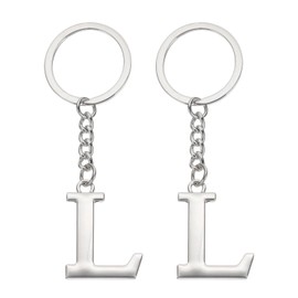 PATIKIL Initial Letter Keychain, 2Pcs Letter A-Z Keychain Alphabet L Pendant Key Ring for Backpack Purse Bag, Silver