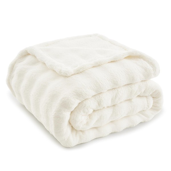 Topfinel Cuddly Blanket 130 x 150 cm White Bubble Blanket