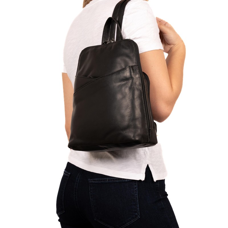 Lady Conceal Unisex Concealed Carry Jayden Leather Backpack with Hidden