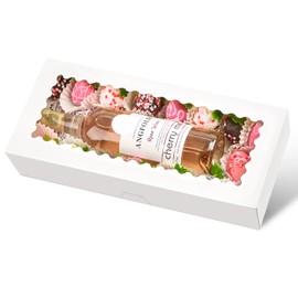 Ocmoiy 16 x 6.5 x 2.5 Inch Bakery Boxes, 20 Pack Auto-Popup Cookie Boxes with Window, White Treat Box for Chocolate Covered Strawberries, Cocoa Bombs, Donuts, Muffins, Pastries