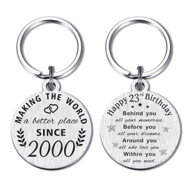 23rd Birthday Gifts for Women, Born in 2000 Birthday Gifts for Men, 23 Year Old Birthday Keychain, 23rd Birthday Decorations