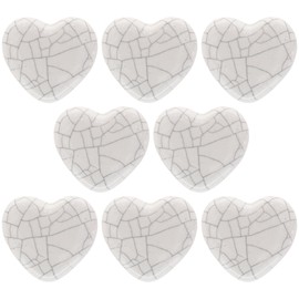 ETHNICITI Pack of 8 Heart White Crackle 40mm Ceramic Door Knobs Vintage Shabby Chic, Wardrobe Cabinet Cupboard Drawer Interior Furniture Pulls Handles Bedroom Dresser Lounge Kitchen