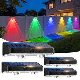kolpop Solar Fence Lights Outdoor,11 Modes & 9 Colors Fence Lights Solar Powered,IP65 Waterproof, 60LM LED Solar Lights for Patio,Backyard,Outside,Railing,Wall,Nighttime,Party,Pool,4 Pack