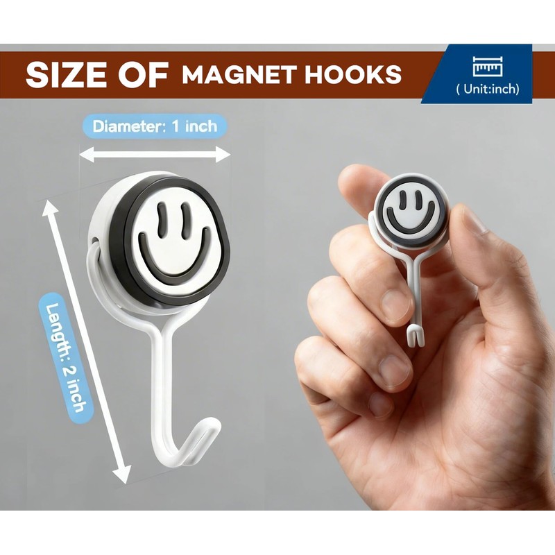 6 PCS Metal Magnetic Hook, 60LBS Heavy Duty with Swivel