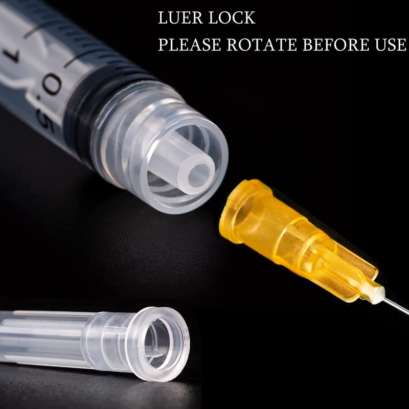 100 Pack 2ml (2.5ml) Plastic Luer Lock Syringa with 25Ga