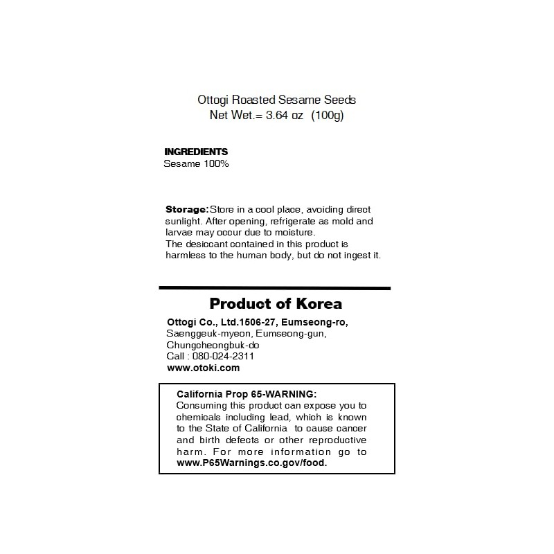 Ottogi Roasted Sesame Seeds – 3.5 oz (100g) – Premium