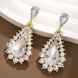 TOFBS Earrings for Women Multiple Teardrop Crystal with Sparkling Rhinestones Jewelry Wedding Banquet Party Prom, Alloy Steel, Alloy