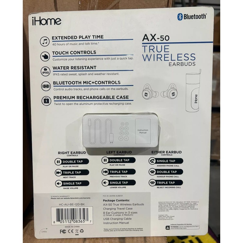 IHome AX-50 True Wireless Earbuds With Charging Case