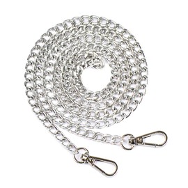 Aluminium Bag Chain Shoulder Strap for Bags Chain Silver, Replacement Bag Chain Metal 120 cm with Buckles for DIY Metal Shoulder Crossbody Bag Handbag Purse (Silver)