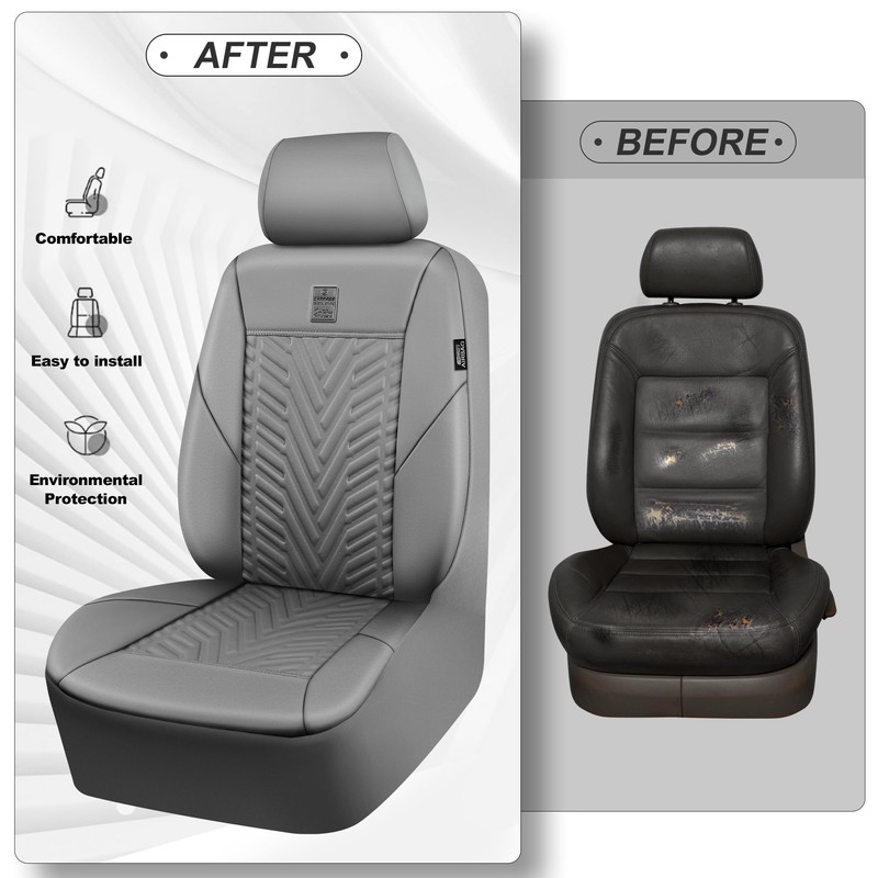 CAR PASS Faux Leather Car Seat Covers, 3D Tyre Embossed