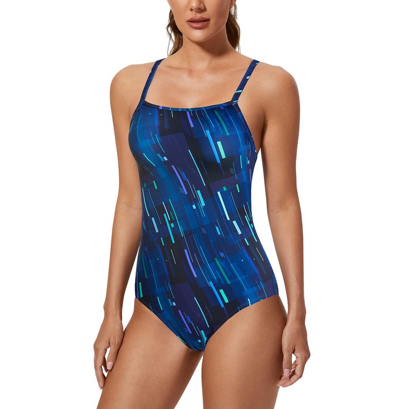 SYROKAN Women's One Piece Swimsuit Athletic Competitive Racerback Sport Swimwear