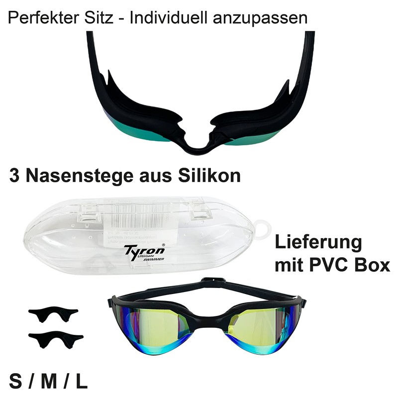 Tyron Performance Predator Swimming Goggles (Black/Metallic)