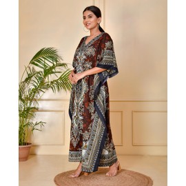 REYNOSOHOMEDECOR Kimono Kaftan Dress for Women - Elegant Miami Ibiza Holiday Evening Dress - Loose Fit (Brown, 1)