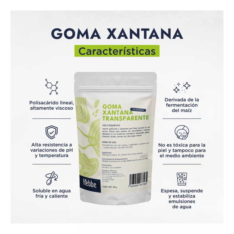 HEBBE COSMETICS GLYE10 Gelificante Transparente Natural Goma Xantan Verdessence 50g