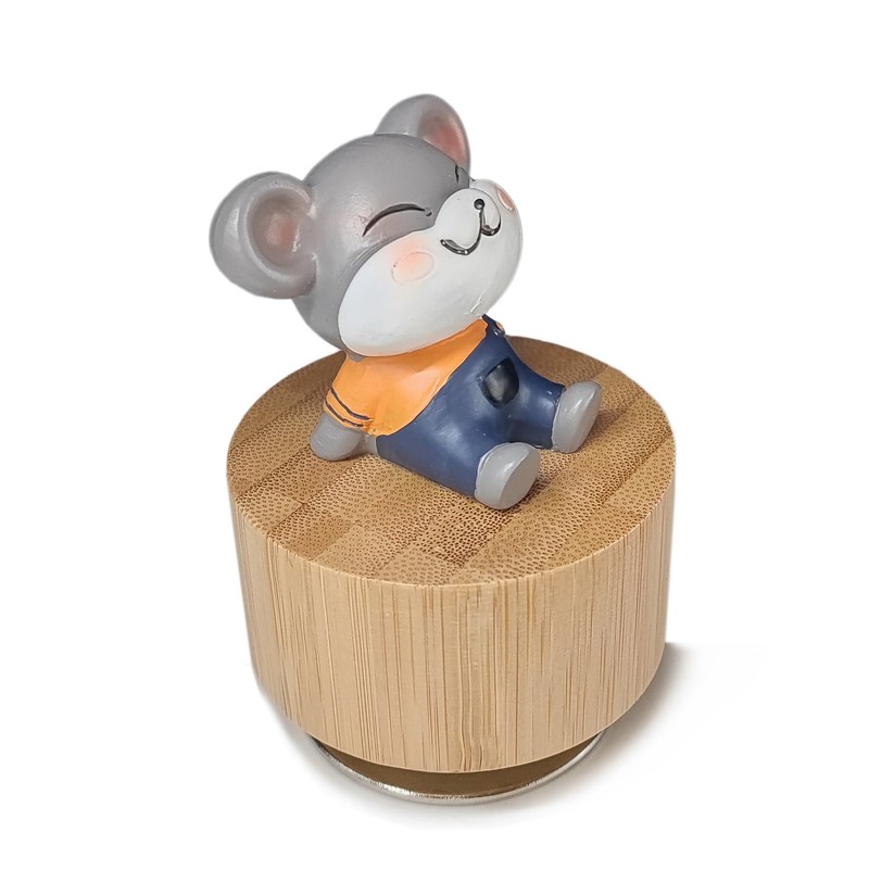 falado ミニ木製動物ロータリーオルゴール かわいいマウスオーナメント付き (チューン: エーデルワイス)
