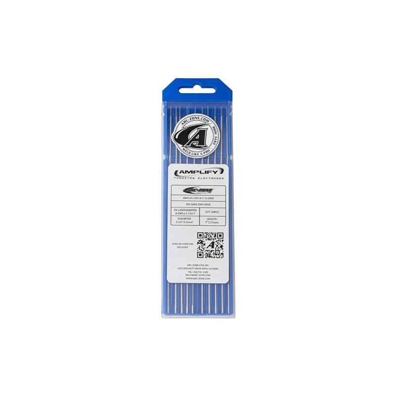 Arc-Zone Amplify Tungsten Electrode for TIG Welding, 2% Lanthanated 1/16"