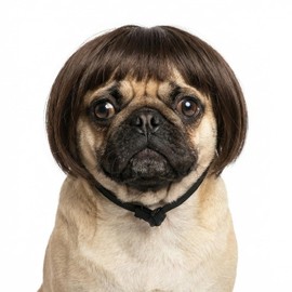 Elegaperma Dog Wigs for Small Dogs, Funny Dog Wigs with Adjustable Elastic Bands, Cat Wig for Small Medium Pet Cosplay Decoration Parties Funny