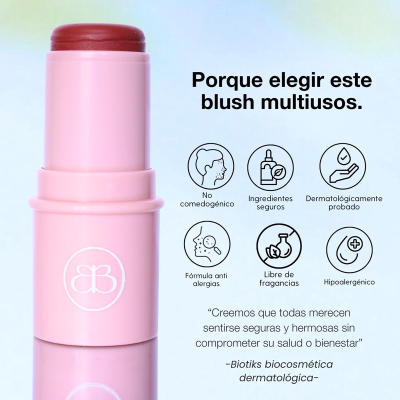 Blush en crema, multiusos en barra, rubor en crema, humectante,