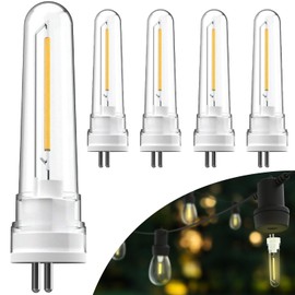 Sunco String Light Bulb Replacement, S14 LED Bulbs for Outdoor Lighting, 2-Prong G5 Base, 50 LM, 1W (4W Equivalent), 2700K Soft White, Non-Dimmable, Wet Rated ETL 4 Pack.