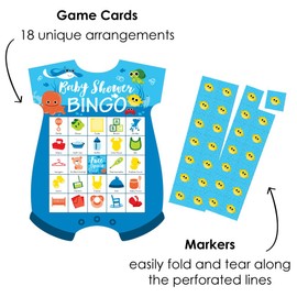 Big Dot of Happiness Under The Sea Critters - Juego de 18 cartas y marcadores de bingo con forma de baby shower