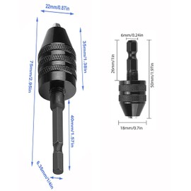 RZJZGZ 3 Pcs Keyless Drill Chuck Bit 1/4 Inch Hex Shank Keyless Drill Chuck Conversion Tool,0.3-6.5 mm&0.3-3.6 mm&0.8-8mm Quick Screwdriver Drill Adapter for Micro Drill Bit