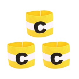 COMOK Football Soccer Elastic Captain Armband Basketball Player Bands for Kids and Youth, 3 Pack (Yellow White)