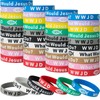 SlocciPro 60 Pcs WWJD Silicone Wristbands Jesus Fish Symbol Scripture