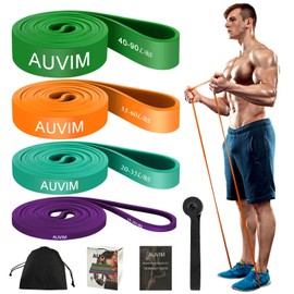 AUVIM Resistance Bands Set 4 Levels Exercise Bands for Men and Women Pull-Up Aid Bands Gym for Yoga, Pilates, Strength Training, Crossfit Fitness Bands with Door Anchor Storage Bag