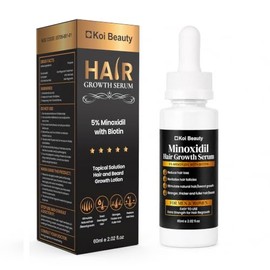 Koi Beauty 5% de mininoxidil para hombres y mujeres, suero para el crecimiento del cabello con biotina, tratamiento de crecimiento de barba y cabello,