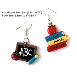 Creative Blackboard Book Pencil Ruler Dangle Earrings Funny Asymmetric Back to School Earrings for Women Student Teacher Graduation Jewelry Gifts-asymmetrical blackboard